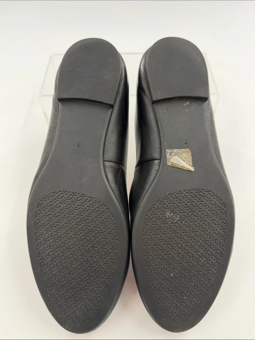 Tory Burch Benton Ballet Flats Black Nappa Leather Size 7.0 Gold Logo Medallion